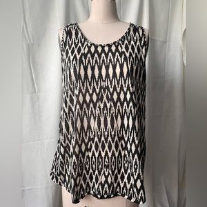 H&M Black & Tan Printed Sleeveless Racer Back Top